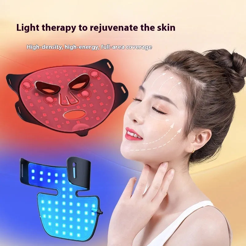 Black LED photon beauty mask for face and neck light therapy treatment at home