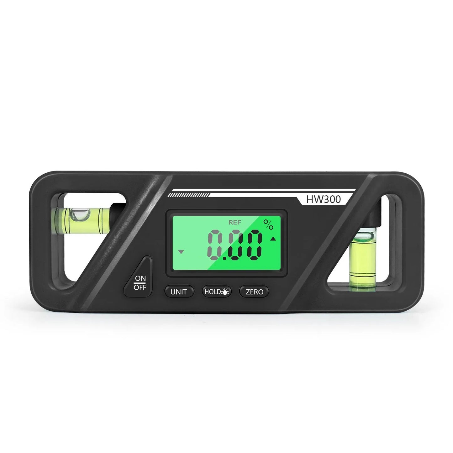 HW300 series black digital inclinometer level meter with magnetic base and LCD display