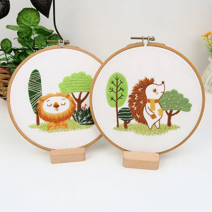 DIY embroidery material package with cotton linen fabric in Rabbit's Secret cartoon style.