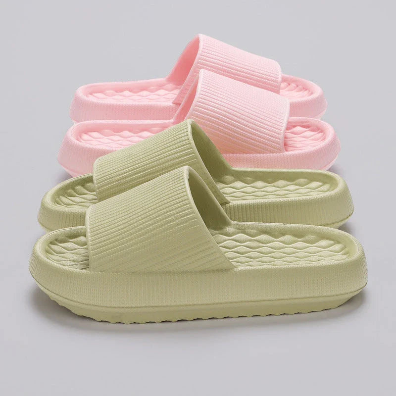 Comfortable and stylish EVA flip flops in various colors with unique rhombus stripe design