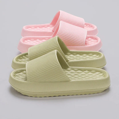 Comfortable and stylish EVA flip flops in various colors with unique rhombus stripe design