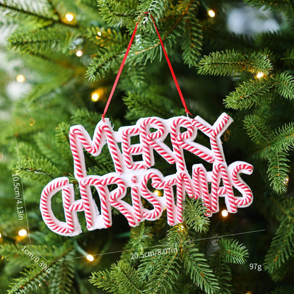 Christmas letter plate pendant ornament in red and white or red white green plastic for tree display