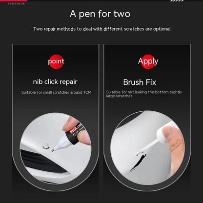 Boyue ICON Benry 12ml Ice Crystal White automotive touch-up paint pen with brush applicator.