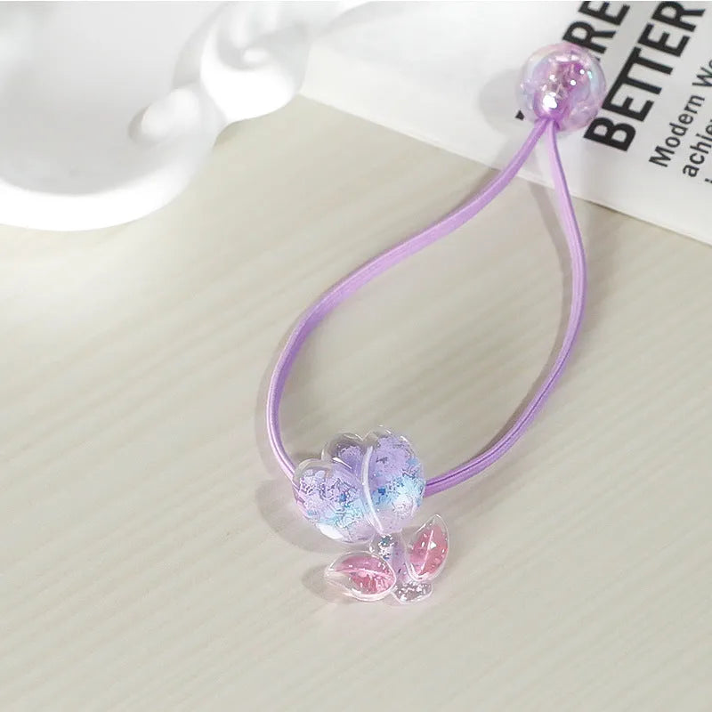 Tulip decorated gradient colour rubber band hair band in nylon fabric