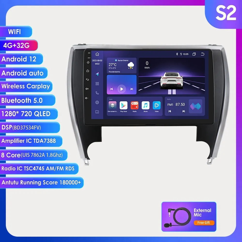 10-inch car navigator and MP5 all-in-one unit for Toyota Camry 2015 dashboard.