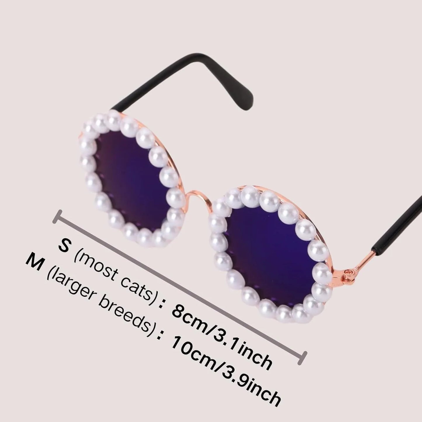 Pearl-trimmed round sunglasses for cats and dogs in five colour options