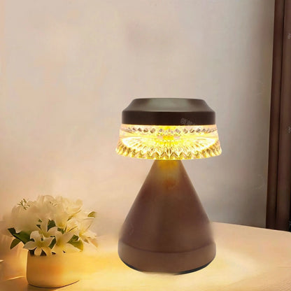 Modern bedside LED charging night light in black, brown, or orange with touch dimming.