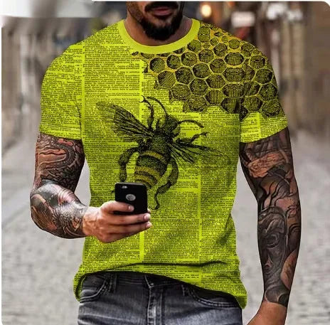 Men's black t-shirt with a fierce 3D printed lion graphic on the chest.