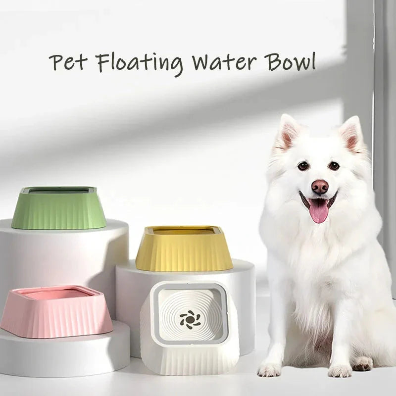 Portable floating water bowl for pets, designed to prevent splashing and keep mouths dry
