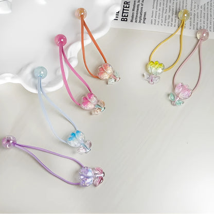 Tulip decorated gradient colour rubber band hair band in nylon fabric