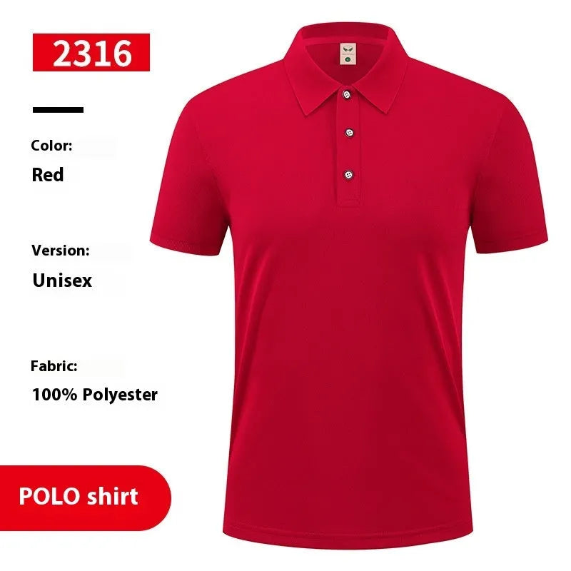 Ice silk polo shirt with advertising logo pattern in multiple colour options including white black red light blue wine red orange