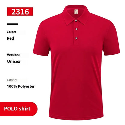 Ice silk polo shirt with advertising logo pattern in multiple colour options including white black red light blue wine red orange