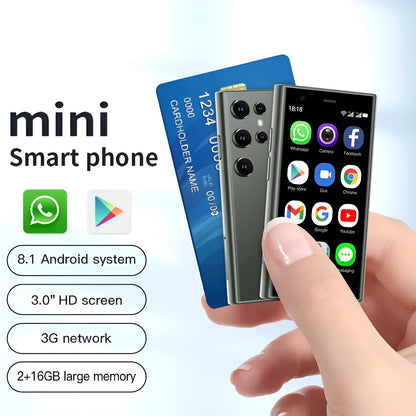 S23PRO XS15 mini Android smartphone in black, green, or pink purple colour.