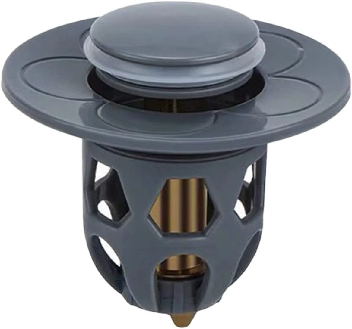 Copper core bouncing washbasin drain plug with universal 1.1-1.5 inch head in metallic finish