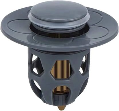 Copper core bouncing washbasin drain plug with universal 1.1-1.5 inch head in metallic finish
