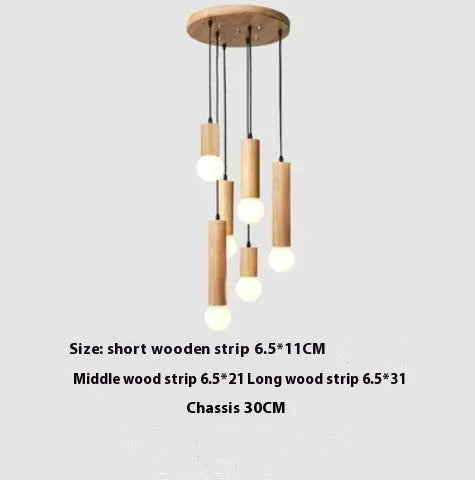 Wood chandelier ceiling light in single head 11cm, 21cm, 31cm or three and six head plate options, 220V E27.