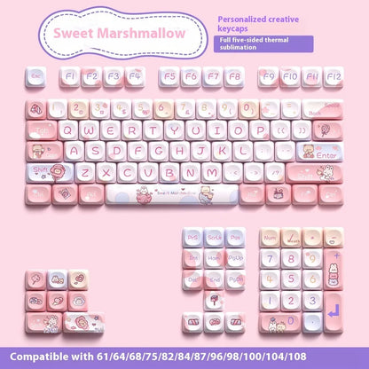 Sweet Cotton Candy gradient PBT keycap set for mechanical keyboards, showing pink to blue colour transition.