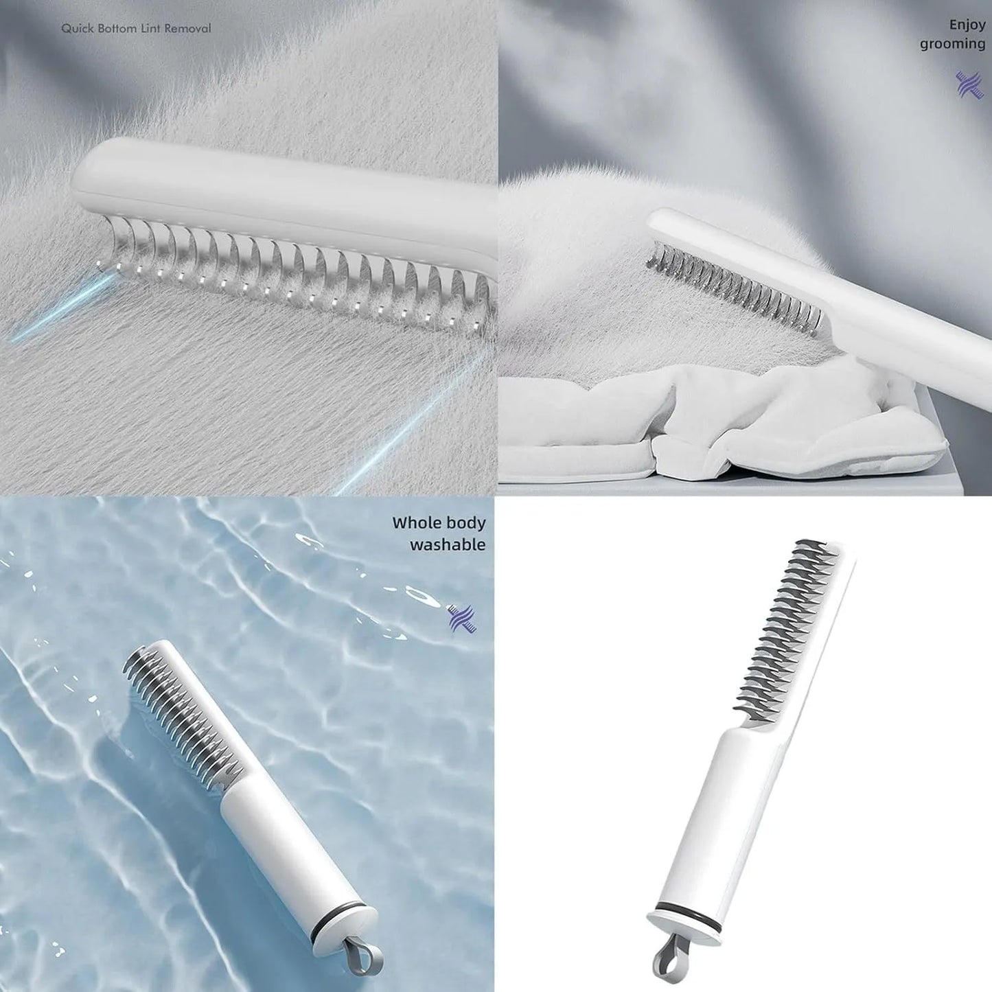 Pink and white stainless steel dematting comb for dogs on a plain background.