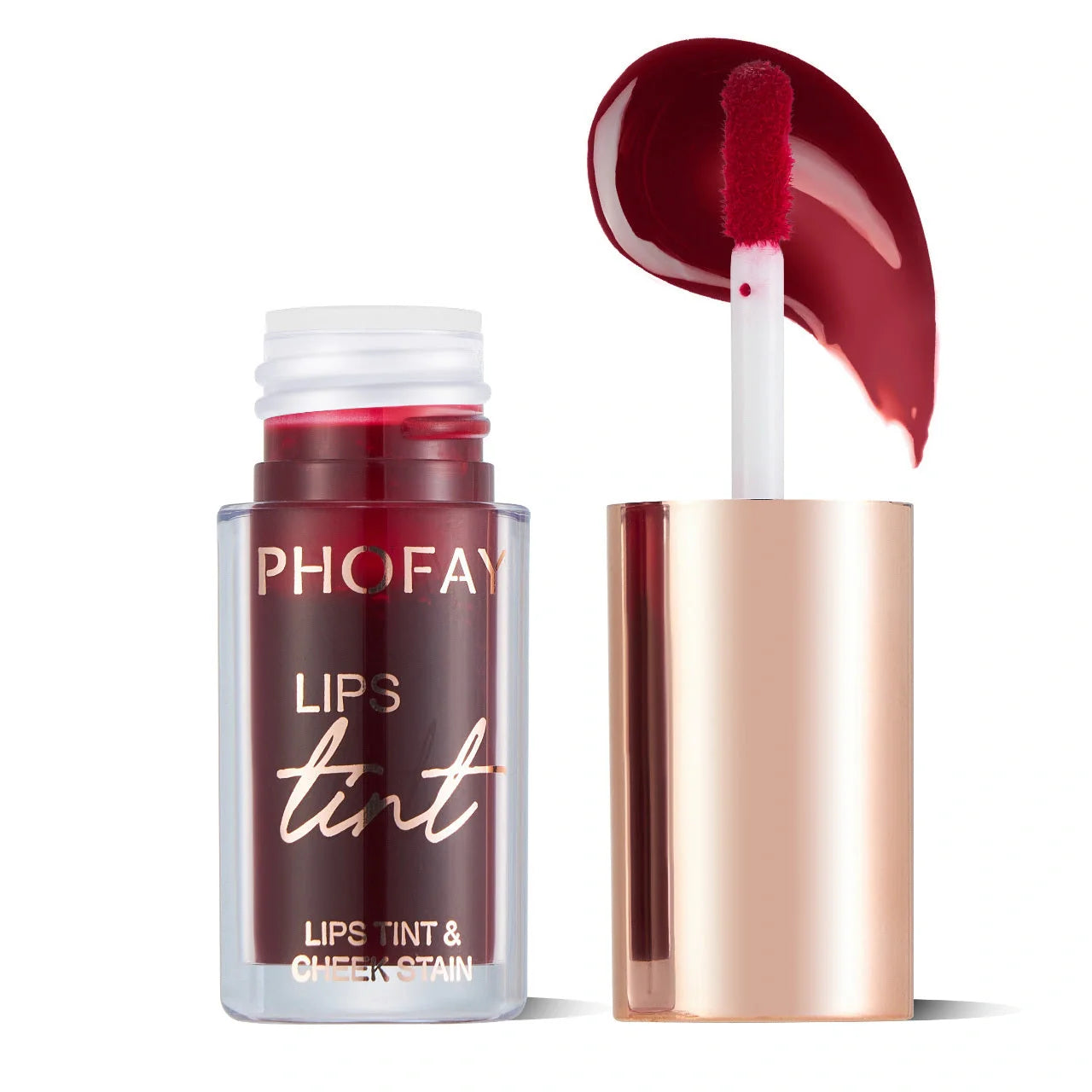 PHOFAY Lip Tint in various shades, showcasing vibrant, long-lasting colour for lips and cheeks.