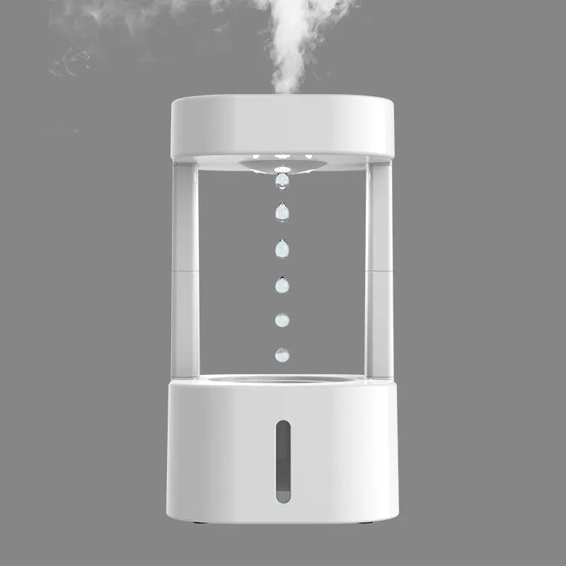 Anti-gravity water drop humidifier with optical illusion water flow and 580ML water tank