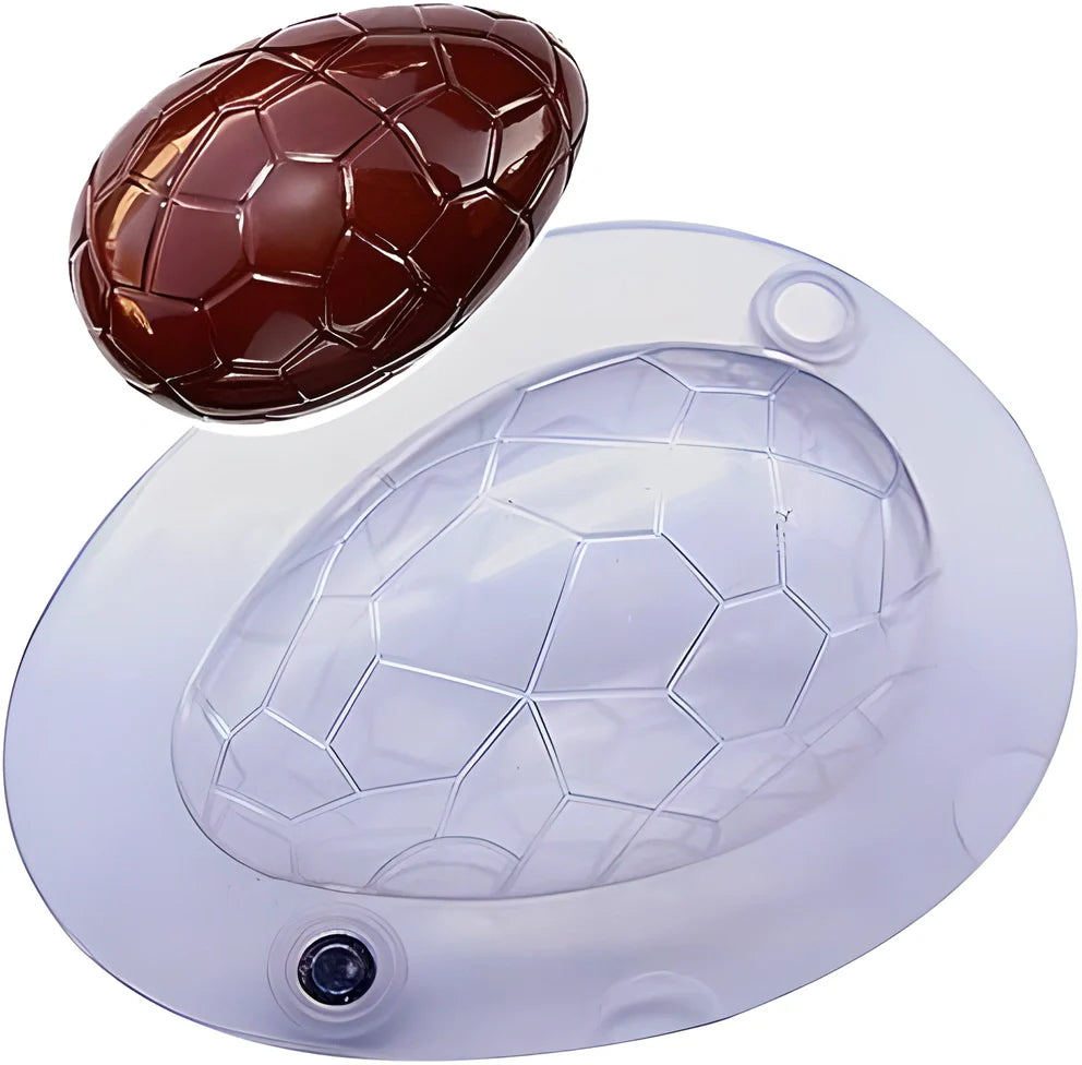 A set of six Easter-themed chocolate moulds in a transparent, food-grade polycarbonate material