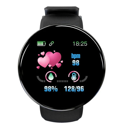 Colour screen smart bracelet with heart rate and blood pressure monitoring in blue, black, red, green or purple