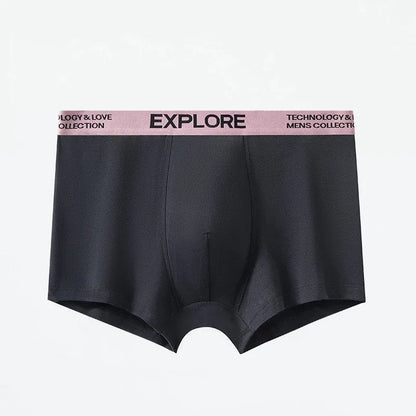 Men's mid waist cotton underwear in gray and black colour, shown flat.