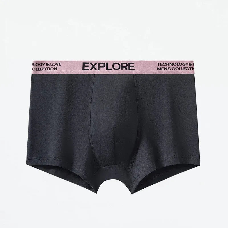 Men's cotton Class A breathable sports underwear in mid waist style available in pink, black pink, gray pink, gray black, green black, and green colours, with size options L, XL, XXL, and XXXL and knitted cotton construction for active use