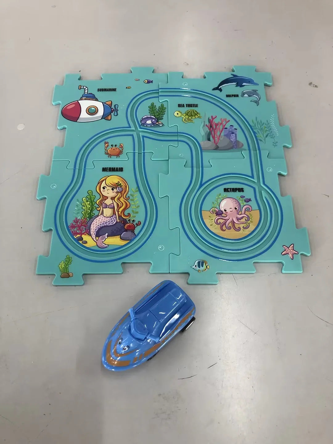 DIY Electric Railroad Speeder Toy with puzzle tracks and automatic car