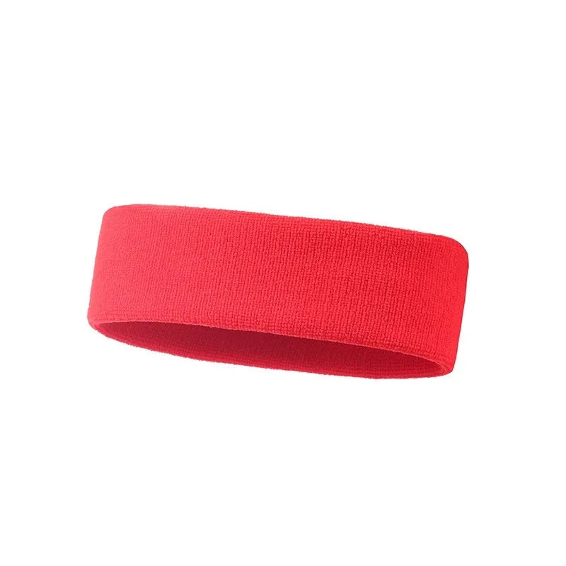 Widened solid colour sports sweatband in polyester and spandex, shown in one of five available colours.