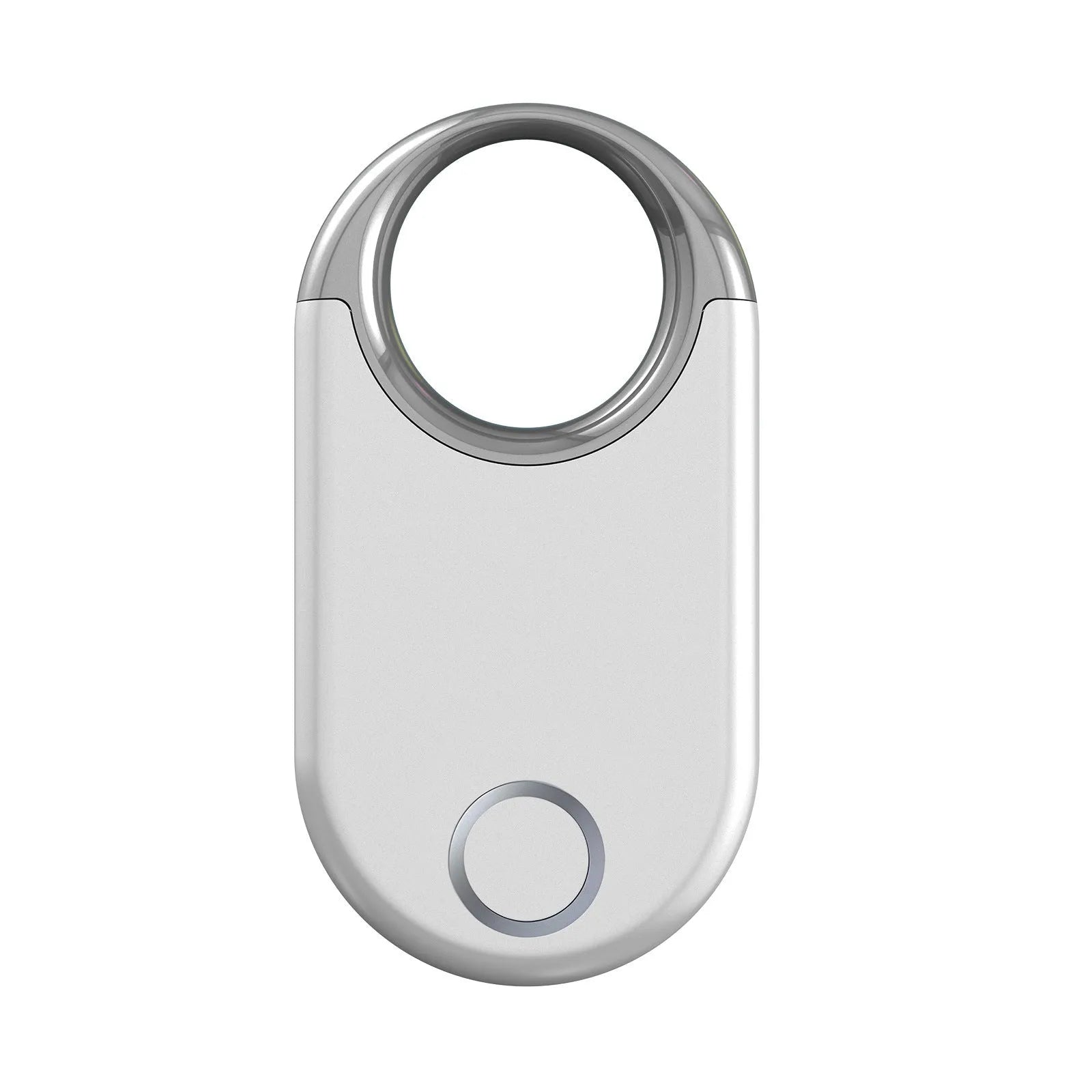 Black and white GPS tracker device showing compact 55mm design for pet and child tracking