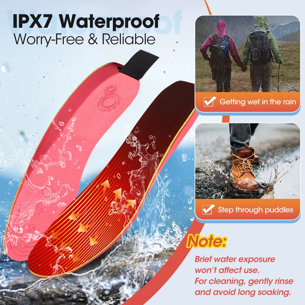 Wireless heated insoles with APP control, unisex PU, black and red, two sizes