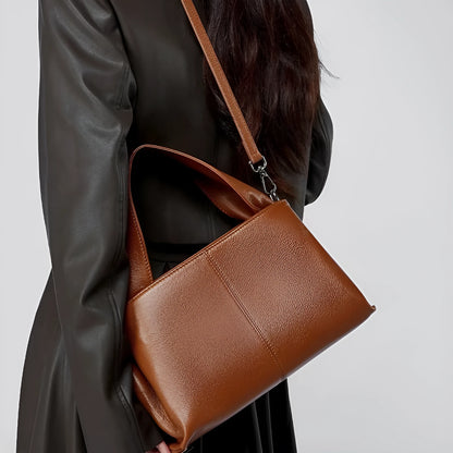Women's genuine leather messenger bag in horizontal square shape with retro texture cowhide and shoulder straps