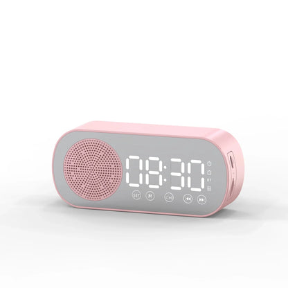 Versatile Bluetooth alarm clock with mirror finish, FM radio, and phone holder