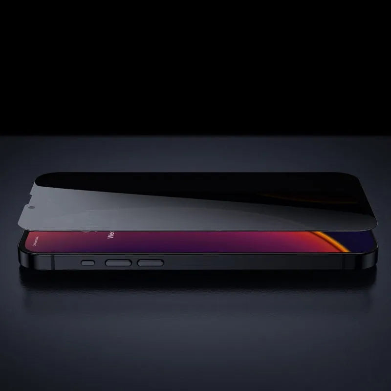Full screen privacy tempered glass film for iPhone 5.4 inch 2021 model in black, HD front film with fitting tools