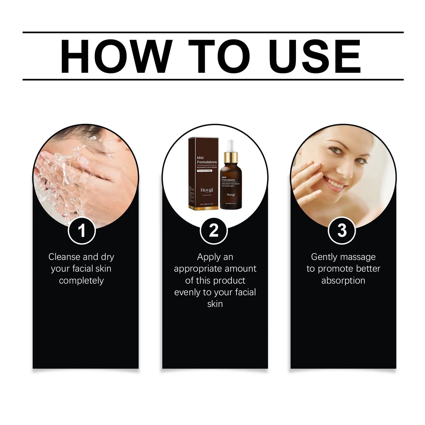 30ml facial skin care essence bottle measuring 10.3cm tall with hyaluronic acid, collagen and vitamin C formula