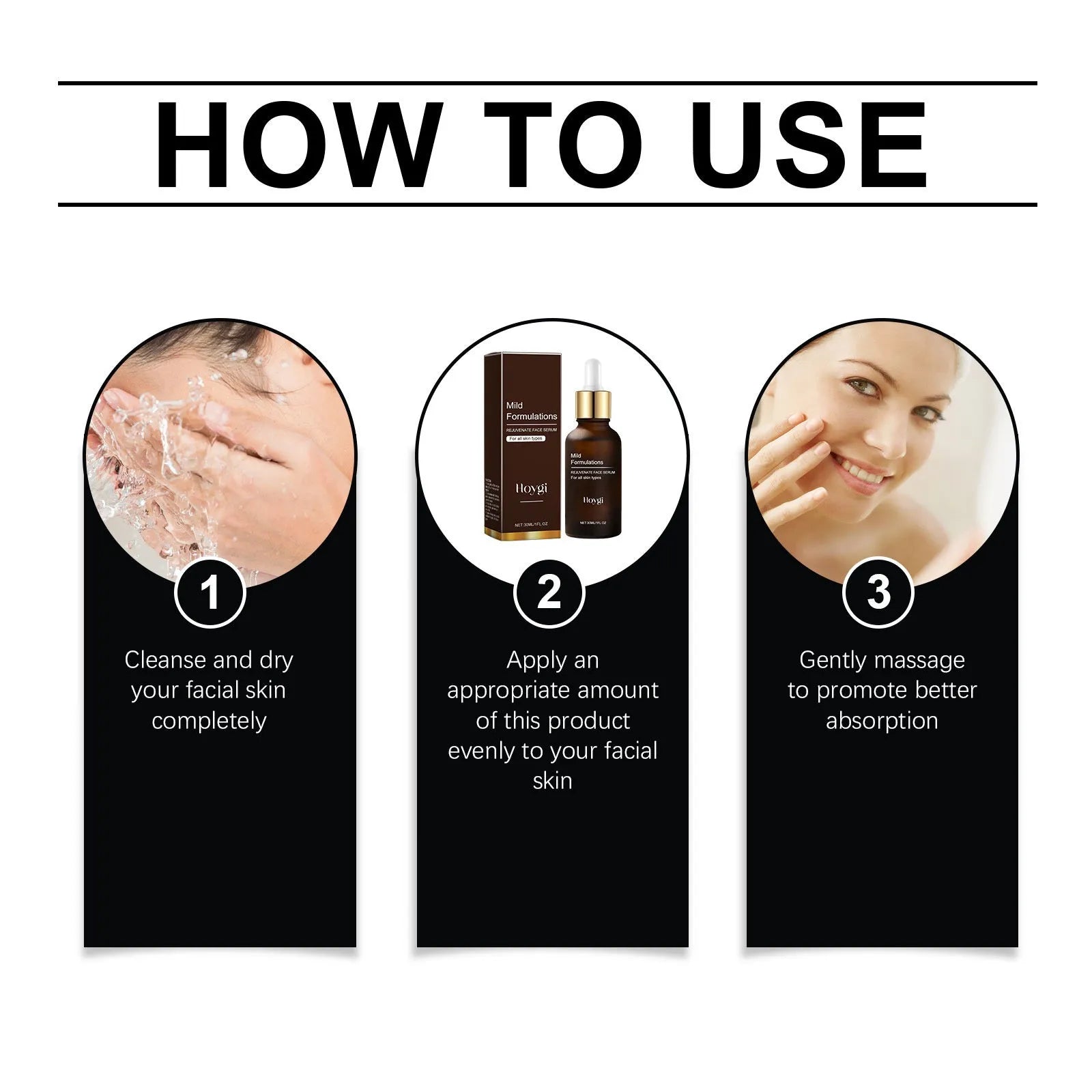 30ml facial skin care essence bottle measuring 10.3cm tall with hyaluronic acid, collagen and vitamin C formula