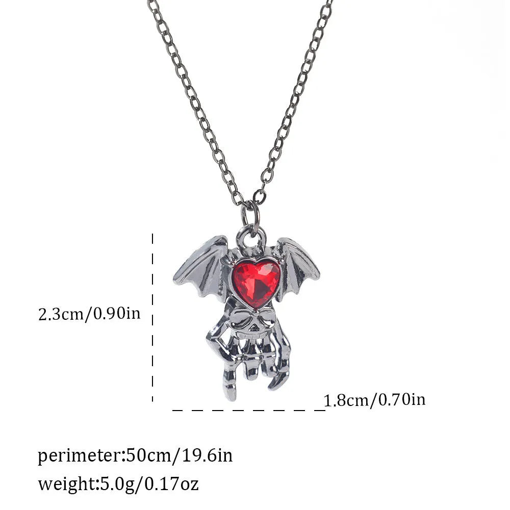 Dark gothic necklace with detailed spider bat pendant on an adjustable metal chain