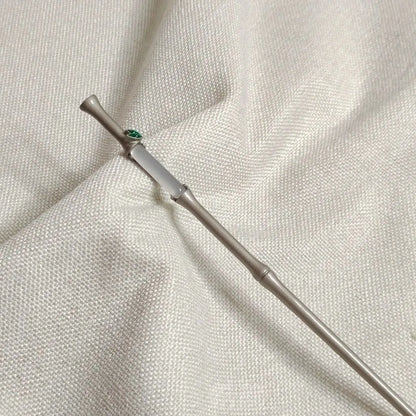 Traditional Chinese bamboo leaf hairpin with electroplated alloy construction style 5365