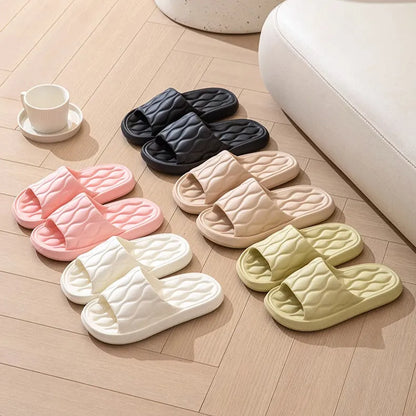 Ripple style EVA house slippers in white, pink, light green, dark khaki or black, sizes 36/37 to 44/45, one pair