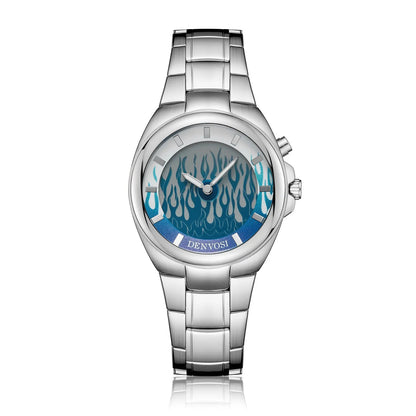 Men's Y2K style digital dual display watch with red face and alloy strap