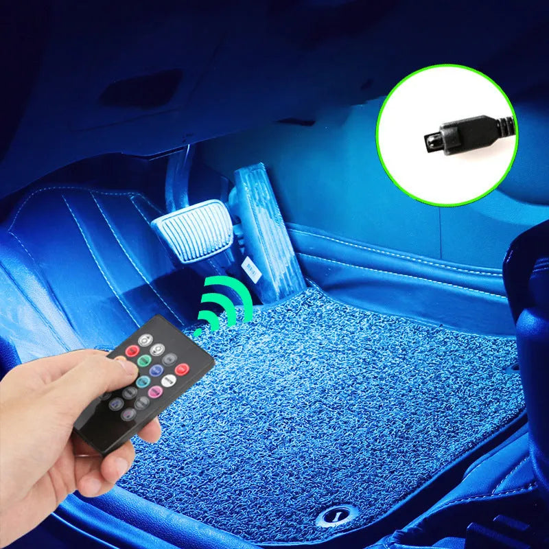 Car interior LED atmosphere lighting system with eight colours and voice control