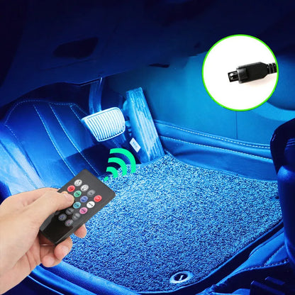 Car interior LED atmosphere lighting system with eight colours and voice control