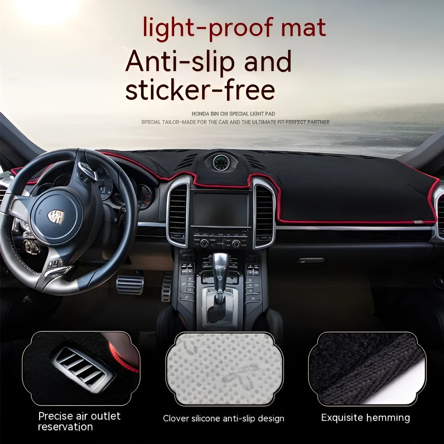 Silicone dashboard non-slip mat for Toyota Prado old model with coloured trim edges