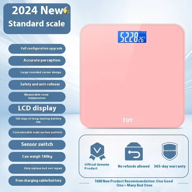 Household human body weighing scale in Cross Ice Crystal White colour with 26x26 cm platform and multiple power options