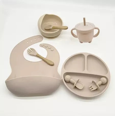 10-piece baby silicone feeding tableware set in various colours