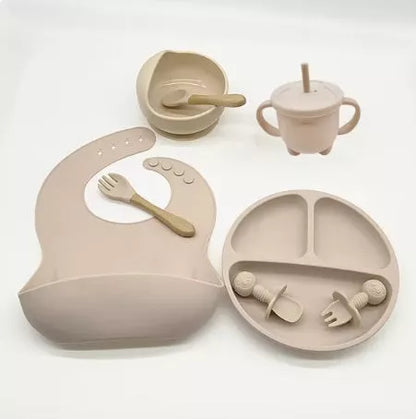 10-piece baby silicone feeding tableware set in various colours