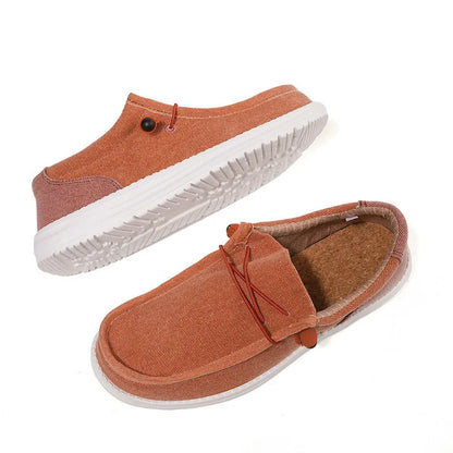 Green and orange men's canvas casual shoes with a coloured mosaic spliced pattern and round toe.