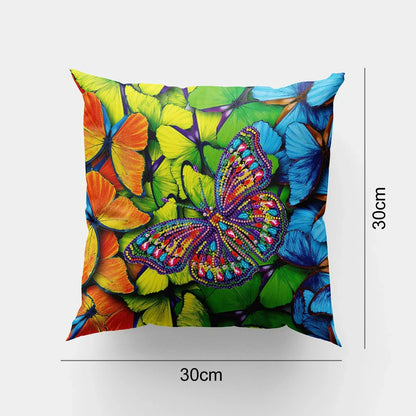 Handmade mandala pattern cushion cover with customisation kit including drill bag and assorted beads