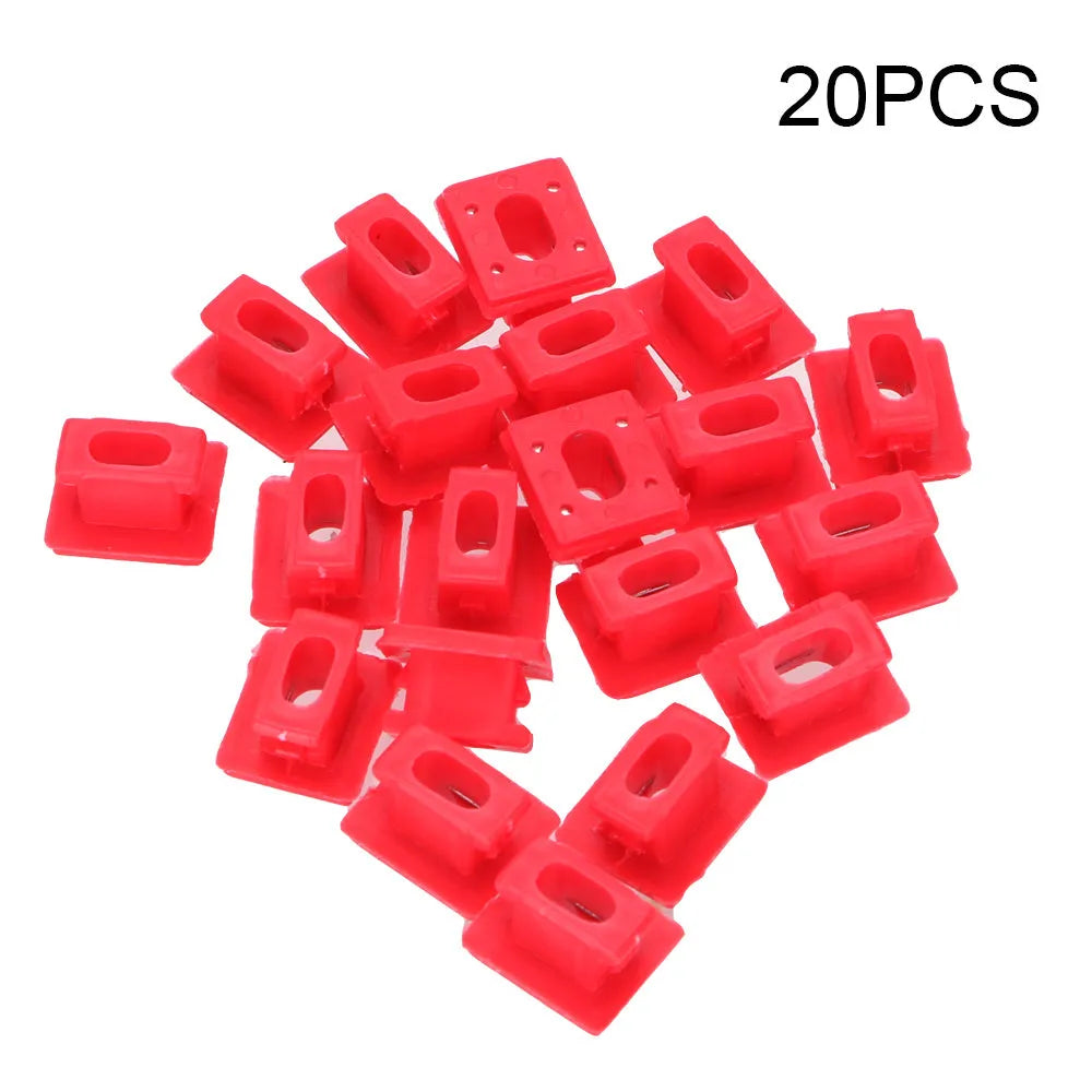 Ten white plastic snap-in clips for BMW interior door panel repair.